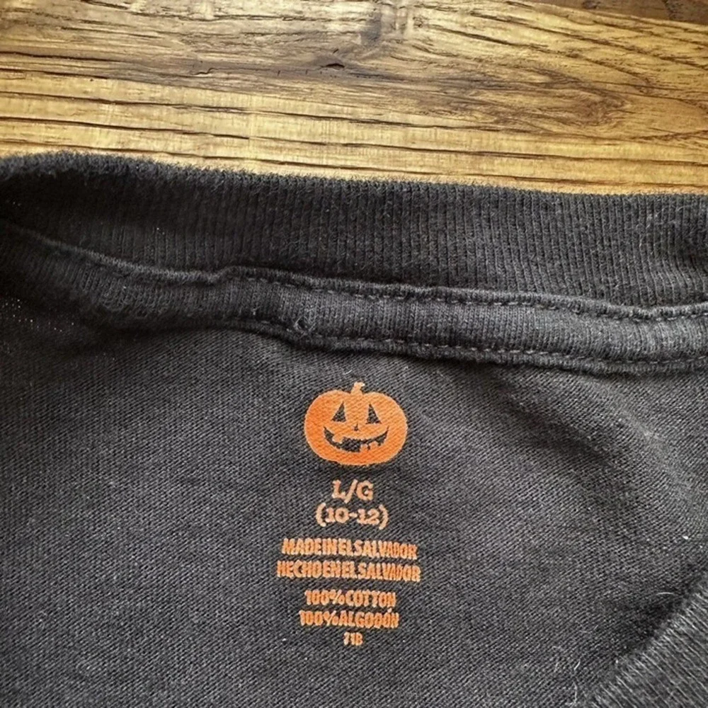 JACK-O-LANTERN PUMPKIN BAT T-SHIRT BLACK HALLOWEEN KIDS‎ SIZE L 10-12